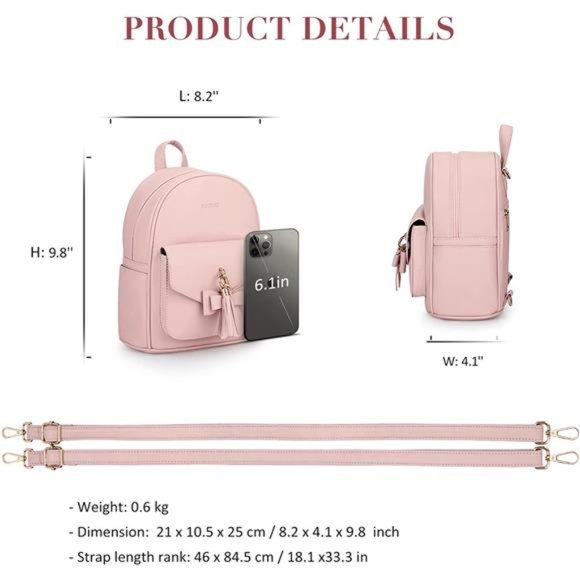 Mini Backpack for Women Cute Bowknot Small Backpack Purse Ladies Leather Bookbag - Picture 3 of 6